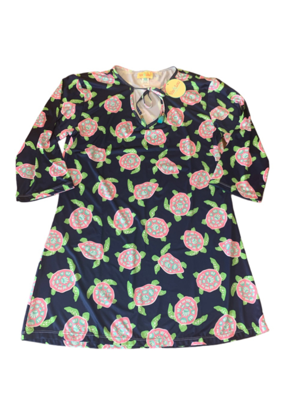 Viv & Lou NWT Navy Pink Turtle Print Swim Coverup Size S